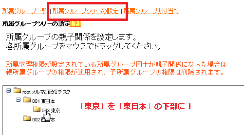 所属グループツリーの設定