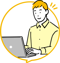 パソコン操作をする男性のイラスト